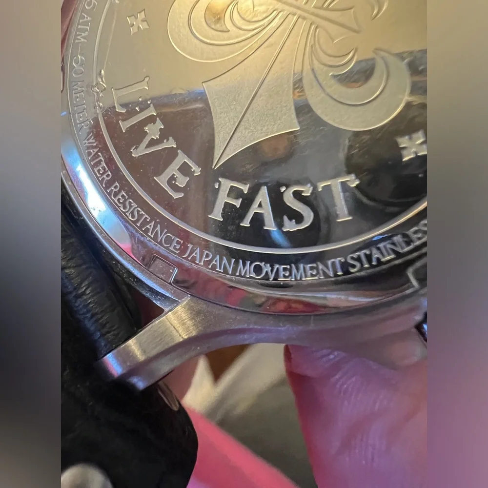 Affliction Avengers Watch Black Leather Studs Strap Winged Skull Tattoo Art Men - Picture 14 of 16